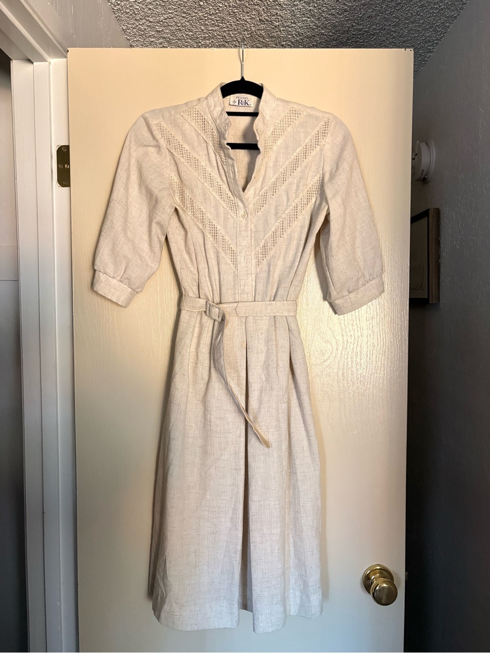 Vintage R&K Cream Midi Dress with Belt